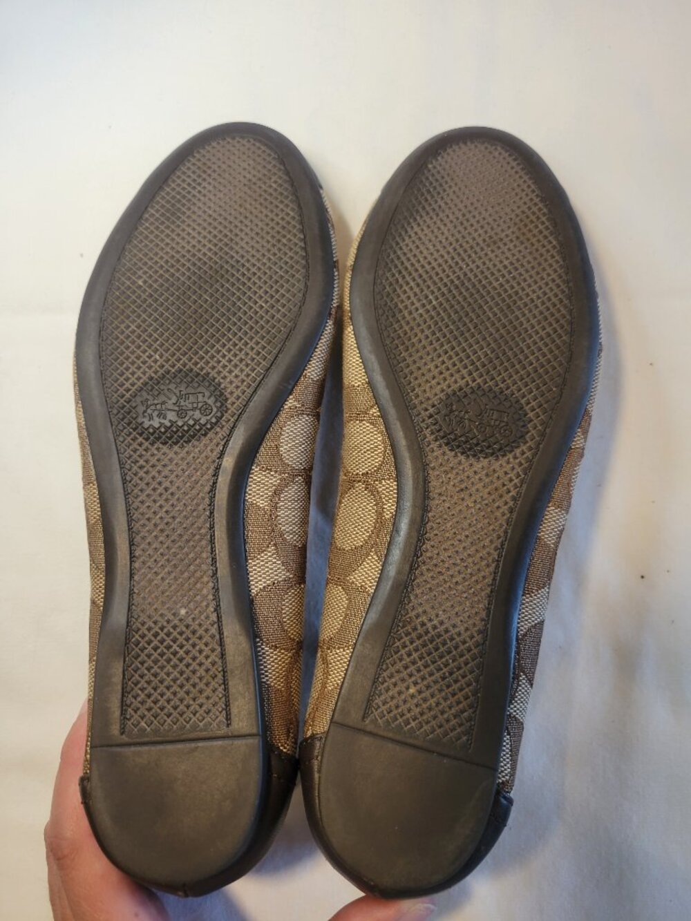 Coach Signature C Canvas Ballet Flats Brown  Gold Women's 6.5 - Picture 7 of 8